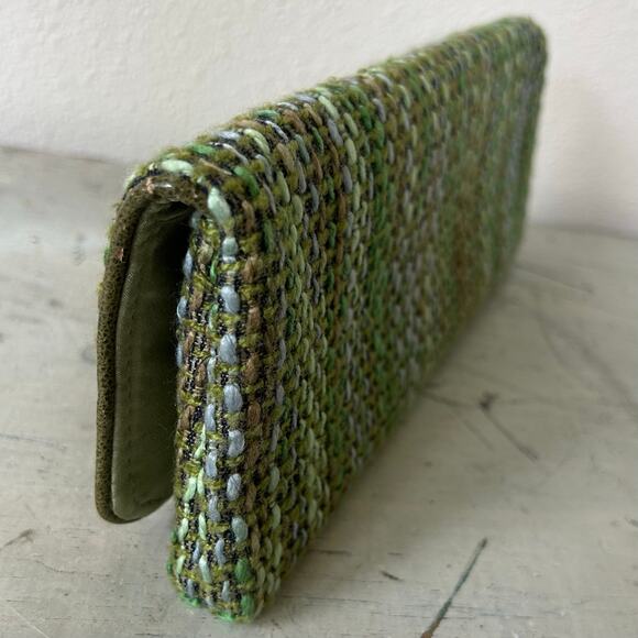 Shiraleah clutch hand bag green tweed fabric satin liner retro office siren - Picture 5 of 11